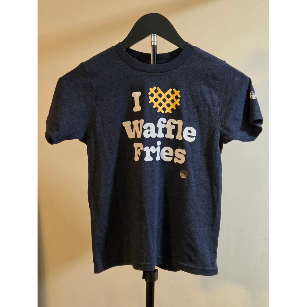 New Next Level I Heart Waffle Fries Graphic T-Shirt Youth Size Small (6/7) Blue